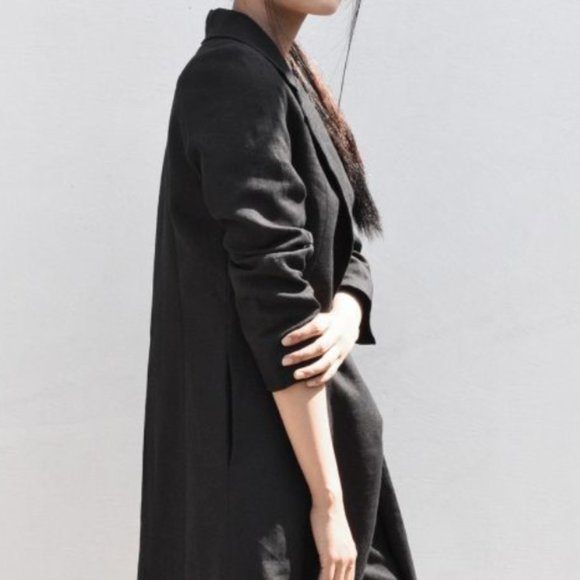 TURN BLACK LINEN JACKET - Picture 3 of 5